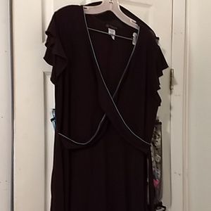 Brown dress with turquoise trim